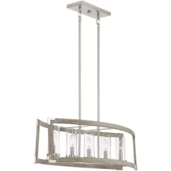 Possini Euro Design Kerr Wood Brushed Nickel Island Pendant Chandelier 32 3/4" Wide Modern Clear Glass Shade 5-Light Fixture For Dining Room Kitchen -Possini Euro Design Sales GUEST 0017292c d988 433f b914 91fd424adf3a