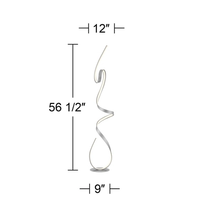 Possini Euro Design Avante Modern 56 1/2" Tall Standing Floor Lamp Light Ribbon Column LED Foot Switch Silver Metal Brushed Nickel Finish Living Room 3 Possini Euro Design Avante Modern 56 1/2" Tall Standing Floor Lamp Light Ribbon Column LED Foot Switch Silver Metal Brushed Nickel Finish Living Room - Image 3