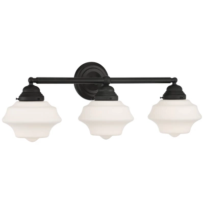 Possini Euro Design Astrid Modern Wall Light Black Metal Hardwire 27 1/4" 3-Light Fixture Opal White Glass Shade For Bedroom Bathroom Living Room 7 Possini Euro Design Astrid Modern Wall Light Black Metal Hardwire 27 1/4" 3-Light Fixture Opal White Glass Shade For Bedroom Bathroom Living Room - Image 7