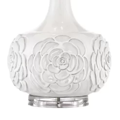 Possini Euro Design Natalia Modern Country Cottage Table Lamp 27" Tall White Ceramic Glaze Textured Floral Drum Shade For Bedroom Living Room Bedside -Possini Euro Design Sales GUEST 00bd0ea0 d270 407e a19c 20edaa123f86