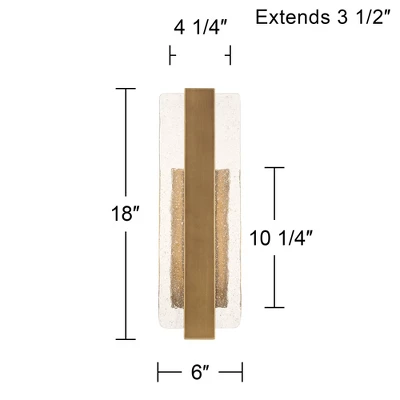 Possini Euro Design Possini Euro Cascadia 18"H Brass Piastra Glass LED Outdoor Wall Light 3 Possini Euro Design Possini Euro Cascadia 18"H Brass Piastra Glass LED Outdoor Wall Light - Image 3