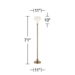 Possini Euro Design Cecil Modern Industrial Torchiere Floor Lamp 71" Tall Warm Gold Metal Opal Glass Shade For Living Room Bedroom Office House Home -Possini Euro Design Sales GUEST 0204d0cd 46ae 4294 b55a 1572cf84acce
