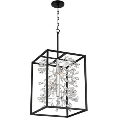 Possini Euro Design Black Silver Pendant Chandelier 15 1/4" Wide Modern Clear Crystal Flower Vine 4-Light Fixture For Dining Room House 6 Possini Euro Design Black Silver Pendant Chandelier 15 1/4" Wide Modern Clear Crystal Flower Vine 4-Light Fixture For Dining Room House - Image 6