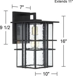 Possini Euro Design Arley Modern Outdoor Wall Light Fixture Black Geometric Frame 16" Seedy Glass For Post Exterior Barn Deck House Porch Yard Patio -Possini Euro Design Sales GUEST 03970ad3 d4b9 4e6f 84b0 7966db0c0555