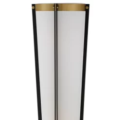 Possini Euro Design Vista Mid Century Modern Torchiere Floor Lamp With Riser 73 1/2" Tall Brass Gunmetal Gray Off White Linen Shade For Living Room