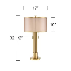 Possini Euro Design Granview Modern Table Lamp 32 1/2" Tall Brass Column Taupe Organza Outer Off White Linen Inner Drum Shade For Bedroom Living Room 14 Possini Euro Design Granview Modern Table Lamp 32 1/2" Tall Brass Column Taupe Organza Outer Off White Linen Inner Drum Shade For Bedroom Living Room -Possini Euro Design Sales GUEST 04c72a7f 13a7 48df a539 a4e1a28cd6d9