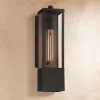Possini Euro Design Berk Modern Outdoor Wall Light Fixture Textured Black 16" Clear Glass For Post Exterior Barn Deck House Porch Yard Posts Patio