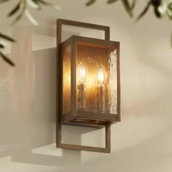 Possini Euro Design Possini Euro Jerry 16" High Aged Brass 2-Light Outdoor Wall Light