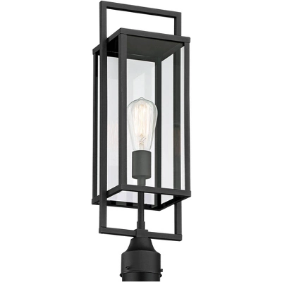Possini Euro Design Jericho Modern Outdoor Post Light Textured Black 22" Clear Glass Panel For Exterior Barn Deck House Porch Yard Patio Home Outside 2 Possini Euro Design Jericho Modern Outdoor Post Light Textured Black 22" Clear Glass Panel For Exterior Barn Deck House Porch Yard Patio Home Outside - Image 2