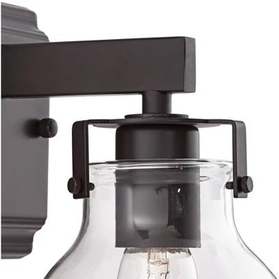 Possini Euro Design Bellis Industrial Modern Wall Light Sconce Bronze Hardwire 6" Fixture Clear Glass Shade For Bedroom Bedside Bathroom Vanity Home 2 Possini Euro Design Bellis Industrial Modern Wall Light Sconce Bronze Hardwire 6" Fixture Clear Glass Shade For Bedroom Bedside Bathroom Vanity Home - Image 2