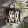 Possini Euro Design Brawley Rustic Industrial Outdoor Wall Light Fixture Bronze Wood Grain 13 1/2" Clear Seedy Glass For Post Exterior Barn Deck House