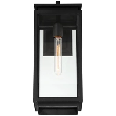 Possini Euro Design Modern Outdoor Wall Light Fixture Matte Black 18" Clear Glass For Post Exterior Barn Deck House Porch Yard 7 Possini Euro Design Modern Outdoor Wall Light Fixture Matte Black 18" Clear Glass For Post Exterior Barn Deck House Porch Yard - Image 7