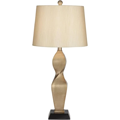 Possini Euro Design Helen Modern Table Lamp 30" Tall Gold Twist Sculptural Tapered Drum Shade For Bedroom Living Room Bedside Nightstand Office Kids 2 Possini Euro Design Helen Modern Table Lamp 30" Tall Gold Twist Sculptural Tapered Drum Shade For Bedroom Living Room Bedside Nightstand Office Kids - Image 2