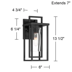 Possini Euro Design Raynor 13 1/2" High Modern Outdoor Wall Barn Light Fixture Mount Porch House Weatherproof Sand Black Aluminum Clear Glass Shade -Possini Euro Design Sales GUEST 06c1d0ad 6986 4f8f bbcf 6120663858ff