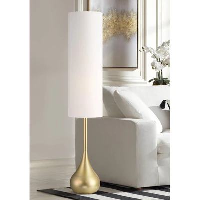 Possini Euro Design Moderne Mid Century Modern 62" Tall Standing Floor Lamp Droplet Foot Switch Metal Soft Gold Finish Living Room Bedroom House 1 Possini Euro Design Moderne Mid Century Modern 62" Tall Standing Floor Lamp Droplet Foot Switch Metal Soft Gold Finish Living Room Bedroom House