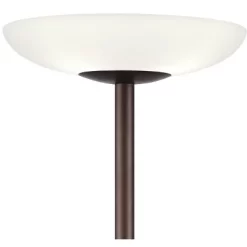 Possini Euro Design Meridian Light Blaster Modern Torchiere Floor Lamp With Riser 72" Tall Oil Rubbed Bronze LED Frosted Glass Shade For Living Room