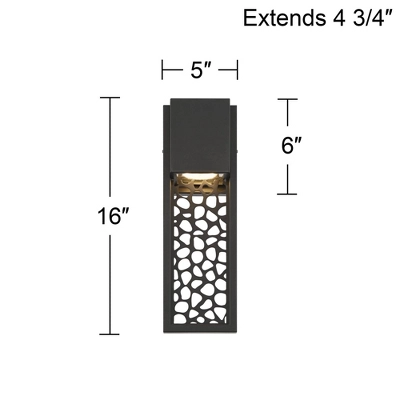 Possini Euro Design Possini Euro Miele 16" High Matte Black Outdoor LED Wall Light 3 Possini Euro Design Possini Euro Miele 16" High Matte Black Outdoor LED Wall Light - Image 3