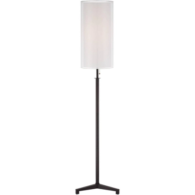 Possini Euro Design Tarrah Modern 68 1/2" Tall Standing Floor Lamp Skinny Tripod Pull Chain Brown Metal Bronze Finish Double Drum White Shade 7 Possini Euro Design Tarrah Modern 68 1/2" Tall Standing Floor Lamp Skinny Tripod Pull Chain Brown Metal Bronze Finish Double Drum White Shade - Image 7