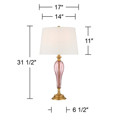 Possini Euro Design Clarrissa 31 1/2" Tall Fluted Vase Large Traditional End Table Lamp Pink Brass Finish Glass Single White Shade Living Room Bedroom 3 Possini Euro Design Clarrissa 31 1/2" Tall Fluted Vase Large Traditional End Table Lamp Pink Brass Finish Glass Single White Shade Living Room Bedroom - Image 3
