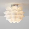 Possini Euro Design Modern Ceiling Light Semi Flush Mount Fixture 15 3/4" Wide White Flower For Bedroom Kitchen Living Room Hallway Bathroom House