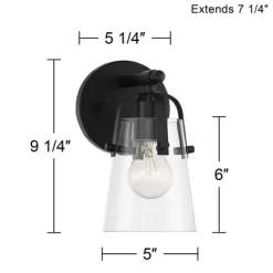Possini Euro Design Modern Wall Light Sconce Black Metal Hardwired 5 1/4" Fixture Clear Glass Shade For Bedroom Bathroom Bedside -Possini Euro Design Sales GUEST 0ad85574 3ba2 44cb a96d d9527c06557b