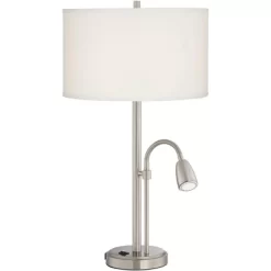Possini Euro Design Traverse Modern Table Lamps Set Of 2 29 1/2" Tall Brushed Nickel With USB Charging Port LED Gooseneck White Drum Shade For Desk 12 Possini Euro Design Traverse Modern Table Lamps Set Of 2 29 1/2" Tall Brushed Nickel With USB Charging Port LED Gooseneck White Drum Shade For Desk -Possini Euro Design Sales GUEST 0ae46b85 fec0 4b22 8a4e 8d4b8c8aa4fd