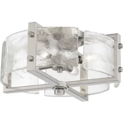 Possini Euro Design Prane Modern Industrial Ceiling Light Semi Flush Mount Fixture 17" Wide Brushed Nickel 4-Light Warped Glass For Bedroom Kitchen -Possini Euro Design Sales GUEST 0b15a987 8368 4f37 ba90 8aa73cc6819f
