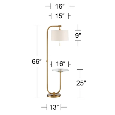 Possini Euro Design Volta Modern Floor Lamp With Tray Table 66" Tall Brass USB Charging Port White Drum Shade For Living Room Bedroom Office House 8 Possini Euro Design Volta Modern Floor Lamp With Tray Table 66" Tall Brass USB Charging Port White Drum Shade For Living Room Bedroom Office House - Image 8