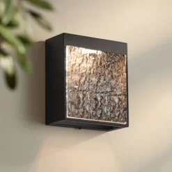 Possini Euro Design Possini Euro Sofia 8 1/2"H Black Hammered Glass LED Outdoor Wall Light