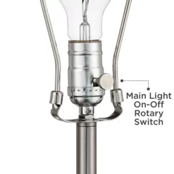 Possini Euro Design Wagner Modern Table Lamp 29 3/4" Tall Brushed Nickel With USB Charging Port And LED Gooseneck Lights White Shade For Living Room -Possini Euro Design Sales GUEST 0c8b0d3a 6ee3 425d a9ee 36a22cf89e5f