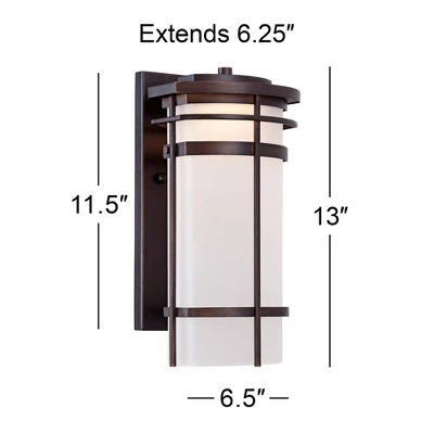 Possini Euro Design Theola Modern Outdoor Wall Light Fixture Bronze LED 12 3/4" Etched Glass Shade For Post Exterior Barn Deck House Porch Yard Patio 7 Possini Euro Design Theola Modern Outdoor Wall Light Fixture Bronze LED 12 3/4" Etched Glass Shade For Post Exterior Barn Deck House Porch Yard Patio - Image 7