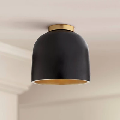 Possini Euro Design Merrick Modern Industrial Ceiling Light Flush Mount Fixture 9" Wide Black Gold For Bedroom Kitchen Living Room Hallway Bathroom 1 Possini Euro Design Merrick Modern Industrial Ceiling Light Flush Mount Fixture 9" Wide Black Gold For Bedroom Kitchen Living Room Hallway Bathroom