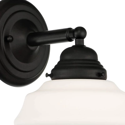 Possini Euro Design Astrid Modern Wall Light Sconce Black Hardwire 7 1/2" Fixture Schoolhouse White Glass For Bedroom Bathroom Vanity Reading Hallway 2 Possini Euro Design Astrid Modern Wall Light Sconce Black Hardwire 7 1/2" Fixture Schoolhouse White Glass For Bedroom Bathroom Vanity Reading Hallway - Image 2