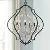 Possini Euro Design Clara Black Silver Pendant Chandelier 27" Wide Industrial Ornate Cage Amber Crystal 5-Light Fixture For Dining Room Kitchen Island