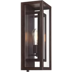 Possini Euro Design Modern Industrial Farmhouse Rustic Outdoor Wall Light Fixture Bronze 15 1/2" Clear Glass For Exterior Barn Deck House Porch Yard -Possini Euro Design Sales GUEST 0fff35c4 151a 425d bffa e2fd30f7088b 1