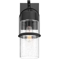 Possini Euro Design Caramela 16" High Modern Outdoor Wall Light Fixture Mount Porch House Exterior Outside Weatherproof Black Metal Clear Glass Shade -Possini Euro Design Sales GUEST 116dc193 7ab1 47ef ad1d c900ef795774