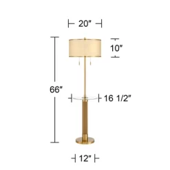 Possini Euro Design Granview Mid Century Modern 66" Tall Standing Floor Lamp With Glass Table USB Port Gold Metal Warm Brass Finish Living Room -Possini Euro Design Sales GUEST 121037e7 f56d 4e72 8355 d5505e4b24ae