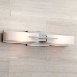 Possini Euro Design Midtown Modern Wall Lights Set Of 2 Satin Nickel Hardwire 4 1/2" 4-Light Fixture White Glass For Bedroom Bathroom Vanity Reading -Possini Euro Design Sales GUEST 124f6d69 f75d 472f b590 e89bbf668193