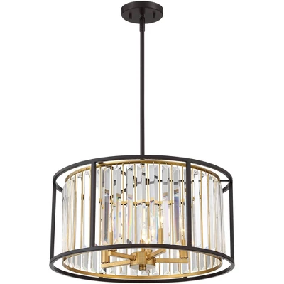 Possini Euro Design Milne Bronze Gold Drum Pendant Chandelier 20" Wide Modern Crystal 5-Light Fixture For Dining Room House Kitchen Island Entryway 6 Possini Euro Design Milne Bronze Gold Drum Pendant Chandelier 20" Wide Modern Crystal 5-Light Fixture For Dining Room House Kitchen Island Entryway - Image 6