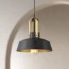 Possini Euro Design Black Warm Brass Mini Pendant Lighting Fixture 12" Wide Farmhouse Rustic For Dining Room House Home Kitchen Island High Ceilings