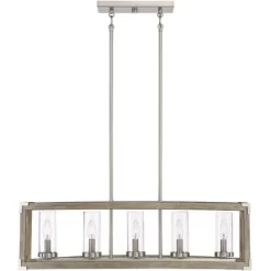 Possini Euro Design Kerr Wood Brushed Nickel Island Pendant Chandelier 32 3/4" Wide Modern Clear Glass Shade 5-Light Fixture For Dining Room Kitchen -Possini Euro Design Sales GUEST 154249fc 4ba2 4d64 952f cf2164834ec6