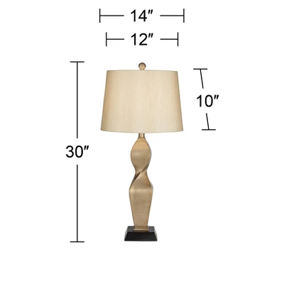 Possini Euro Design Helen Modern Table Lamp 30" Tall Gold Twist Sculptural Tapered Drum Shade For Bedroom Living Room Bedside Nightstand Office Kids 5 Possini Euro Design Helen Modern Table Lamp 30" Tall Gold Twist Sculptural Tapered Drum Shade For Bedroom Living Room Bedside Nightstand Office Kids - Image 5
