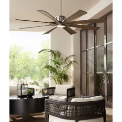 60" Possini Euro Design Modern Indoor Outdoor Ceiling Fan With Light LED Dimmable Remote Brushed Nickel Light Wood Damp Rated Patio Porch -Possini Euro Design Sales GUEST 17442904 b468 478e a60e 2b413974a218