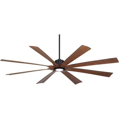 80" Possini Euro Design Defender Modern Indoor Outdoor Ceiling Fan With Dimmable LED Light Remote Matte Black Koa Damp Rated For Patio Exterior House 7 80" Possini Euro Design Defender Modern Indoor Outdoor Ceiling Fan With Dimmable LED Light Remote Matte Black Koa Damp Rated For Patio Exterior House - Image 7