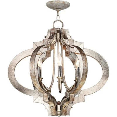 Possini Euro Design Ornament Aged Silver Gold Bronze Chandelier 23 1/4" Wide Industrial 6-Light Fixture For Dining Room Foyer Kitchen Island Entryway 8 Possini Euro Design Ornament Aged Silver Gold Bronze Chandelier 23 1/4" Wide Industrial 6-Light Fixture For Dining Room Foyer Kitchen Island Entryway - Image 8