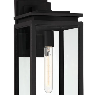 Possini Euro Design Modern Outdoor Wall Light Fixture Matte Black 18" Clear Glass For Post Exterior Barn Deck House Porch Yard 2 Possini Euro Design Modern Outdoor Wall Light Fixture Matte Black 18" Clear Glass For Post Exterior Barn Deck House Porch Yard - Image 2