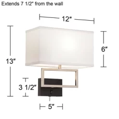 Possini Euro Design Trixie Modern Wall Lamps Set Of 2 Brushed Nickel Plug-in 12" Light Fixture Rectangular Fabric Shade For Bedroom Living Room Home 10 Possini Euro Design Trixie Modern Wall Lamps Set Of 2 Brushed Nickel Plug-in 12" Light Fixture Rectangular Fabric Shade For Bedroom Living Room Home -Possini Euro Design Sales GUEST 186d7344 a3a5 40cf a03a 7b5ac02ecc1f