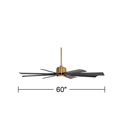 60" Possini Euro Design Defender Modern Indoor Outdoor Ceiling Fan With Dimmable LED Light Remote Soft Brass Matte Black Damp Rated For Patio Exterior 3 60" Possini Euro Design Defender Modern Indoor Outdoor Ceiling Fan With Dimmable LED Light Remote Soft Brass Matte Black Damp Rated For Patio Exterior - Image 3