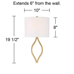 Possini Euro Design Modern Wall Light Sconce Warm Brass Hardwired 19 1/2" High Fixture Half Moon Linen Shade For Bedroom Living Room -Possini Euro Design Sales GUEST 1a15ea2a 37ed 48f3 9af3 feca96dd26ae
