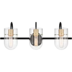 Possini Euro Design Solomon Modern Wall Light Black Hardwire 24" 3-Light Fixture Warm Brass Accents Clear Glass Shade For Bathroom 11 Possini Euro Design Solomon Modern Wall Light Black Hardwire 24" 3-Light Fixture Warm Brass Accents Clear Glass Shade For Bathroom -Possini Euro Design Sales GUEST 1b216145 8af8 4b26 bf59 a7682a2e6e78
